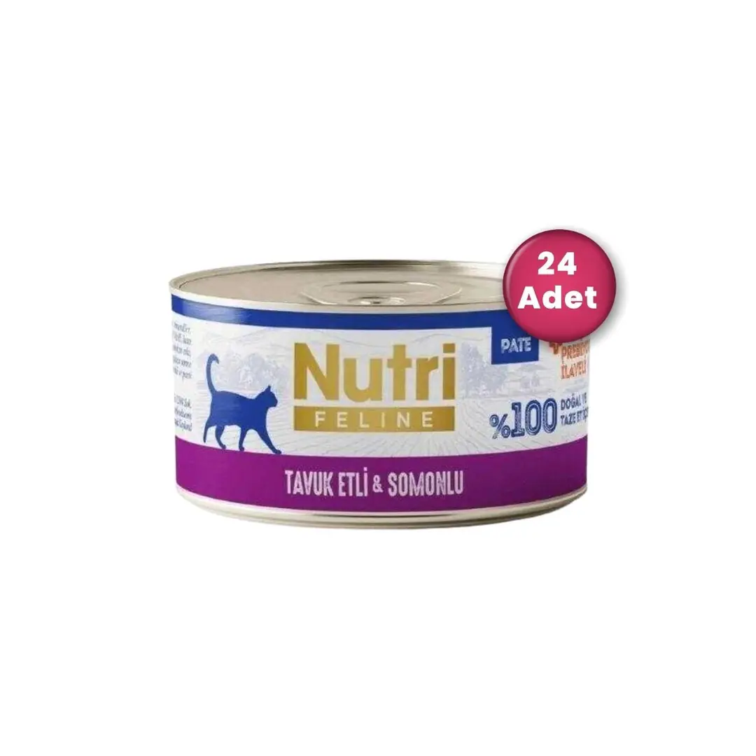 Nutri Feline Tavuk Etli ve Somonlu Tahılsız Yetişkin Kedi Konservesi