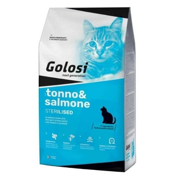 Golosi Ton ve Somon Balıklı Kısırlaştırılmış Yetişkin Kedi Maması - 20 Kg