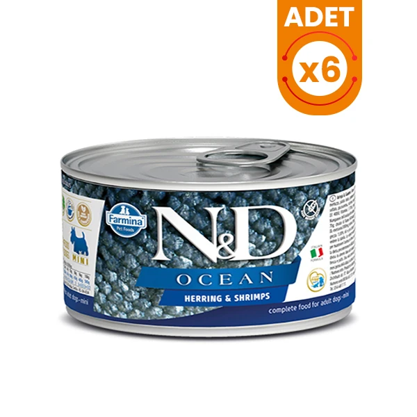N&D Ocean Ringa Balıklı ve Karidesli Konserve Köpek Maması - 6 Adet 140 Gr