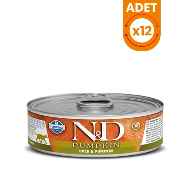 N&D Pumpkin Balkabaklı ve Ördekli Konserve Kedi Maması - 12 Adet 70 Gr