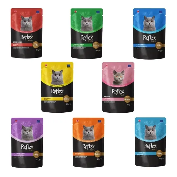 Reflex Plus Mixed 8 Flavours Wet Cat Food Pouch