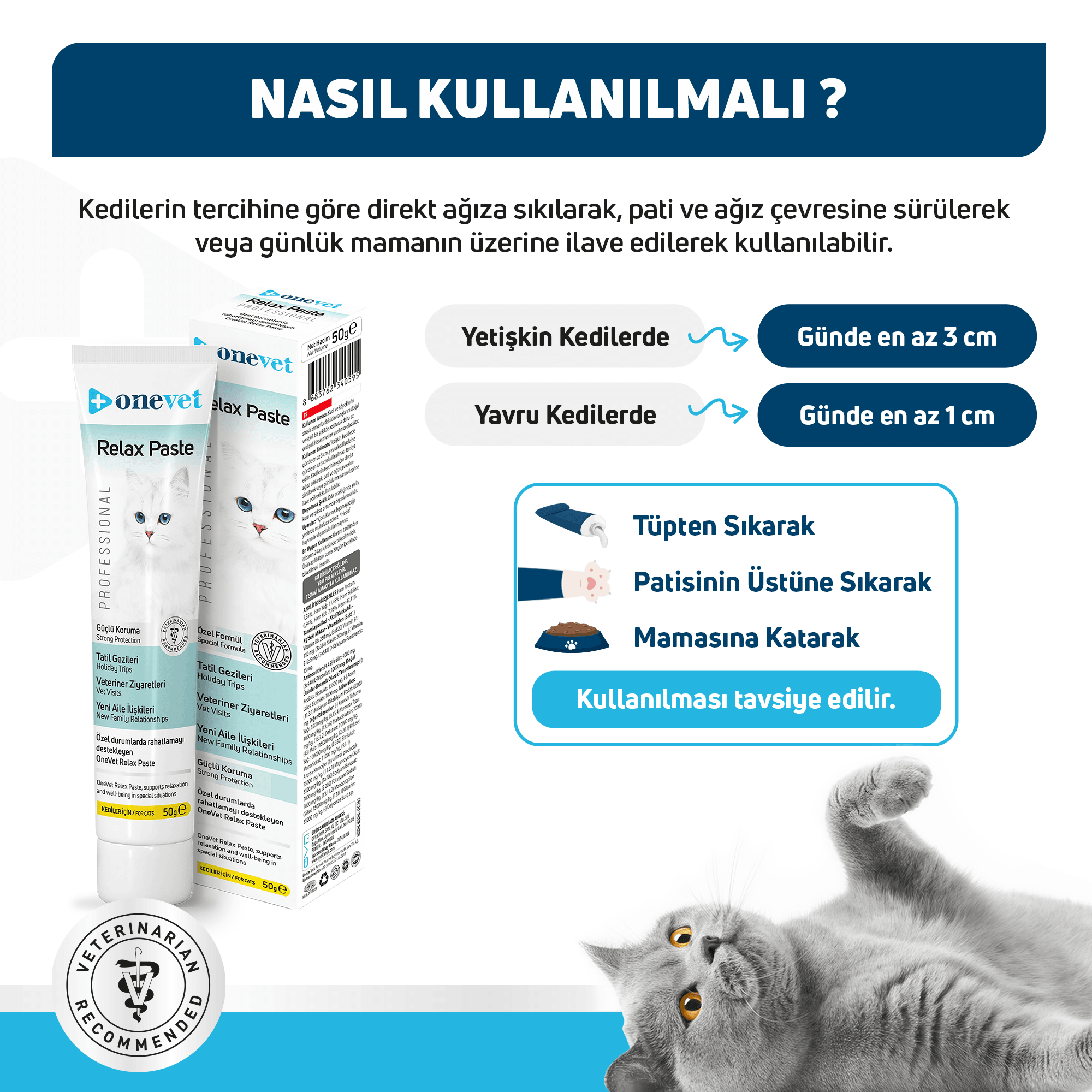 OneVet Relax Paste Stres Ve Anksiyete Azaltıcı Kedi Maltı
