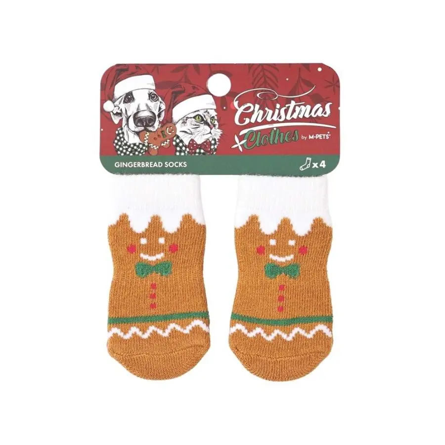 M-PETS Chrıstmas Gıngerbreaad Kaymaz Tabanlı Çorap 4lü