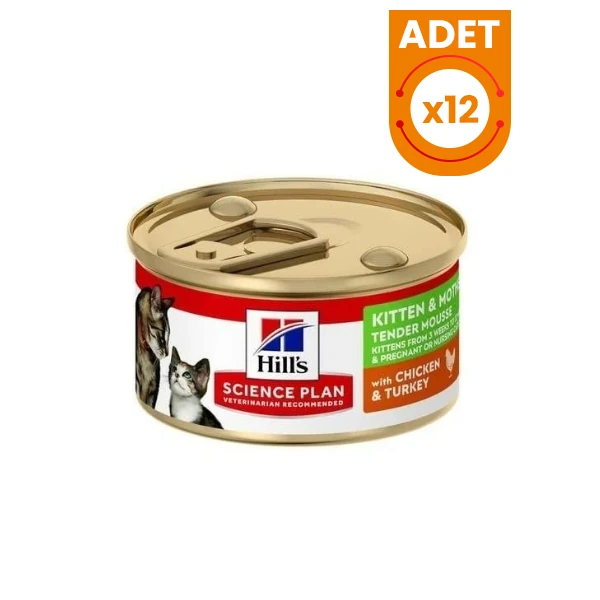 Hills Science Plan Kitten & Mother Tavuk ve Hindili Anne ve Yavru Kedi Konservesi - 85 Gr 12 Adet