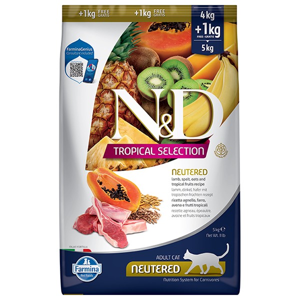 N&D Tropical Selection Sterilised Kuzu Etli Kısırlaştırılmış Yetişkin Kedi Maması