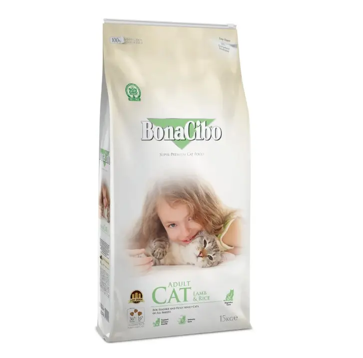 BonaCibo Kuzu Etli ve Pirinçli Yetişkin Kedi Maması