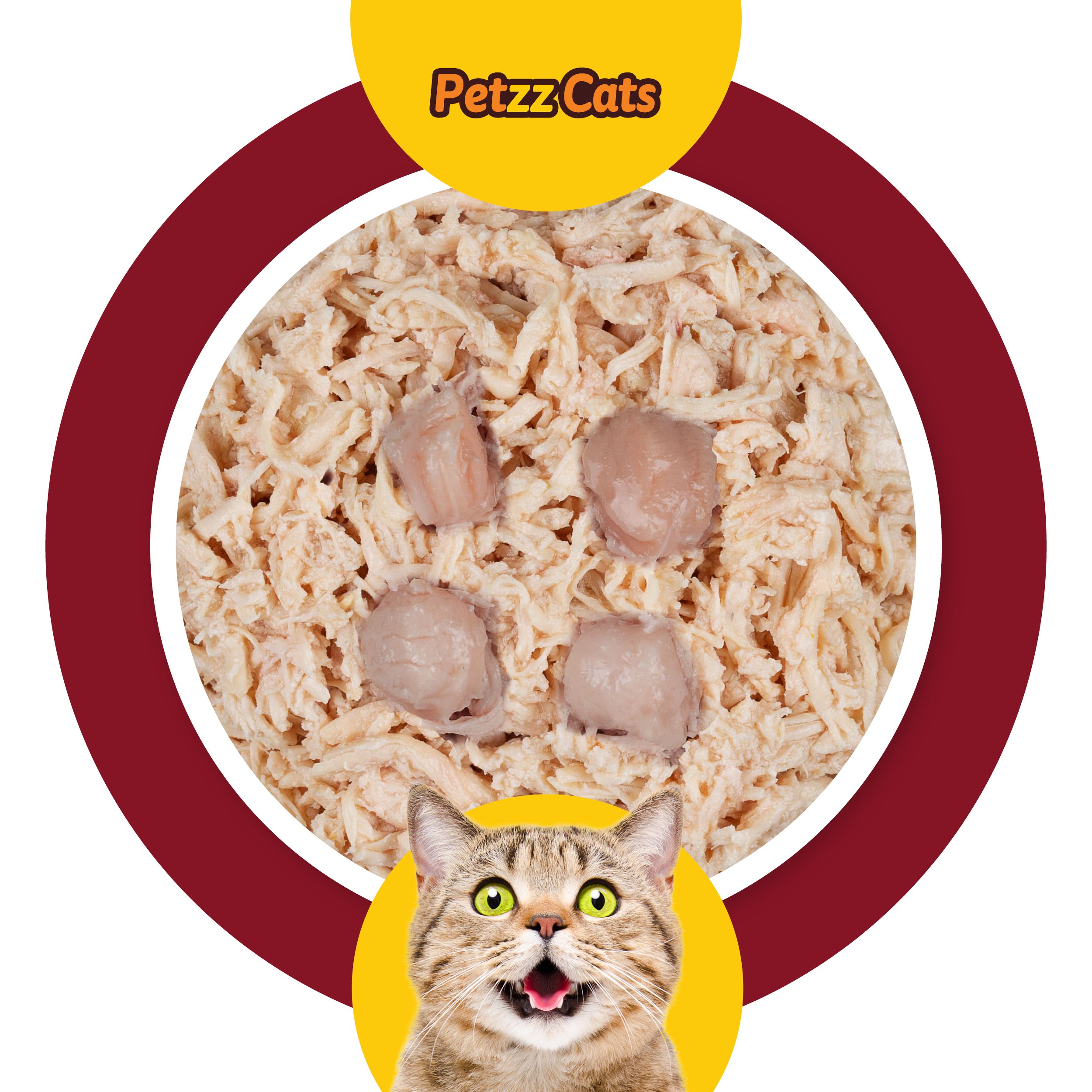 PetzzCats Tavuk & Kalamar Konserve Kedi Maması