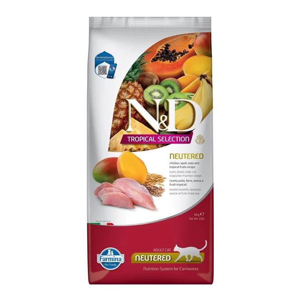 N&D Tropical Selection Tavuklu ve Tropikal Meyveli Kısırlaştırılmış Kedi Maması - 10 Kg