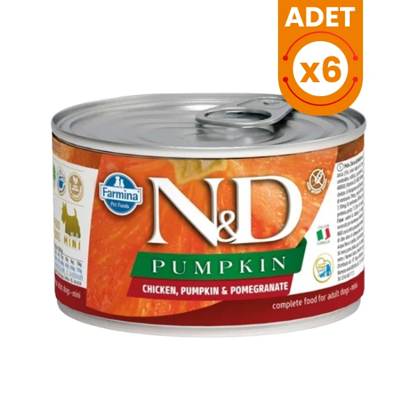 N&D Pumpkin Tavuklu ve Narlı Mini Irk Konserve Yaş Köpek Maması - 6 Adet 140 Gr