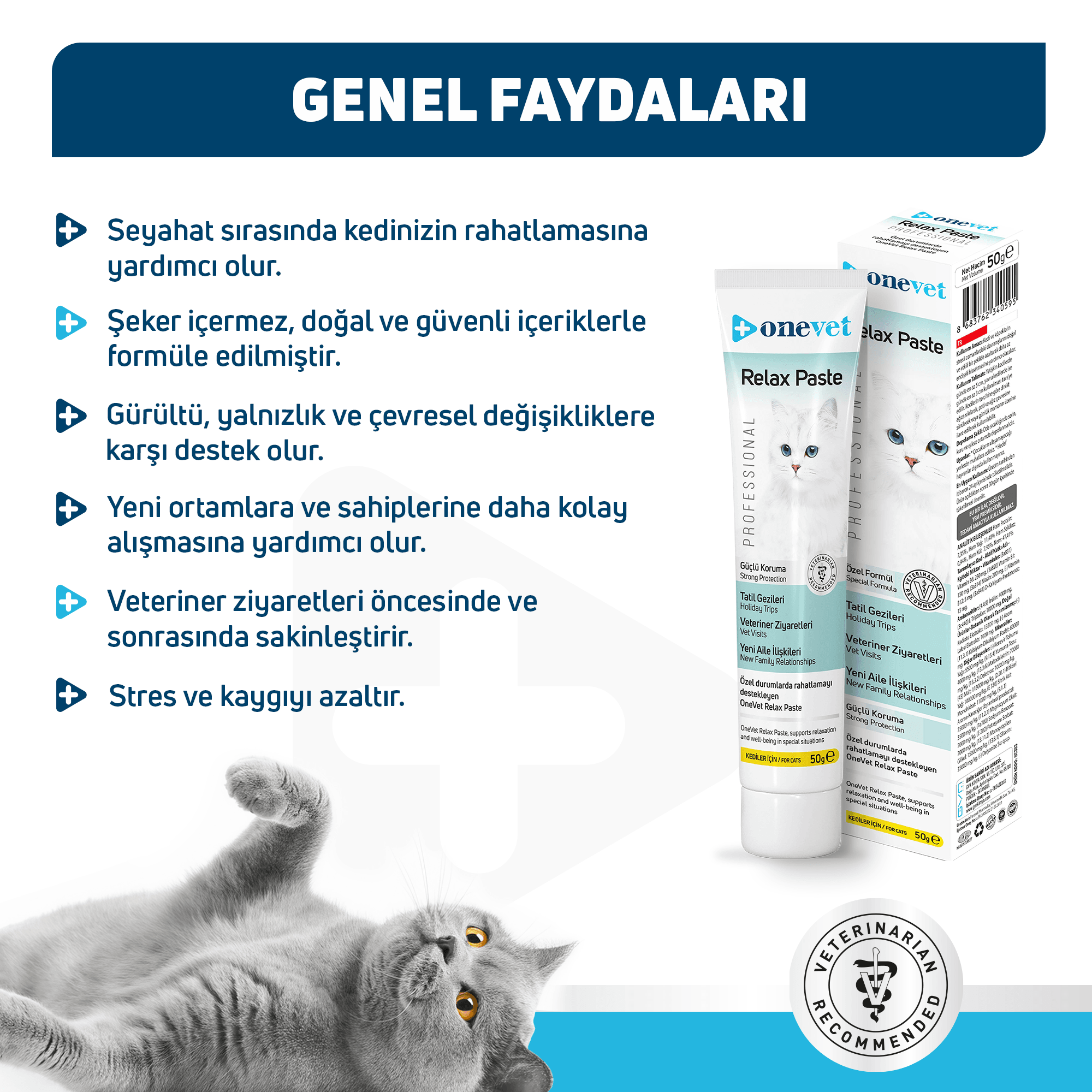 OneVet Relax Paste Stres Ve Anksiyete Azaltıcı Kedi Maltı