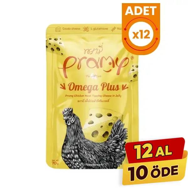 Pramy Omega Plus Jöle İçinde Tavuklu ve Peynirli Pouch Yetişkin Konserve Kedi Maması