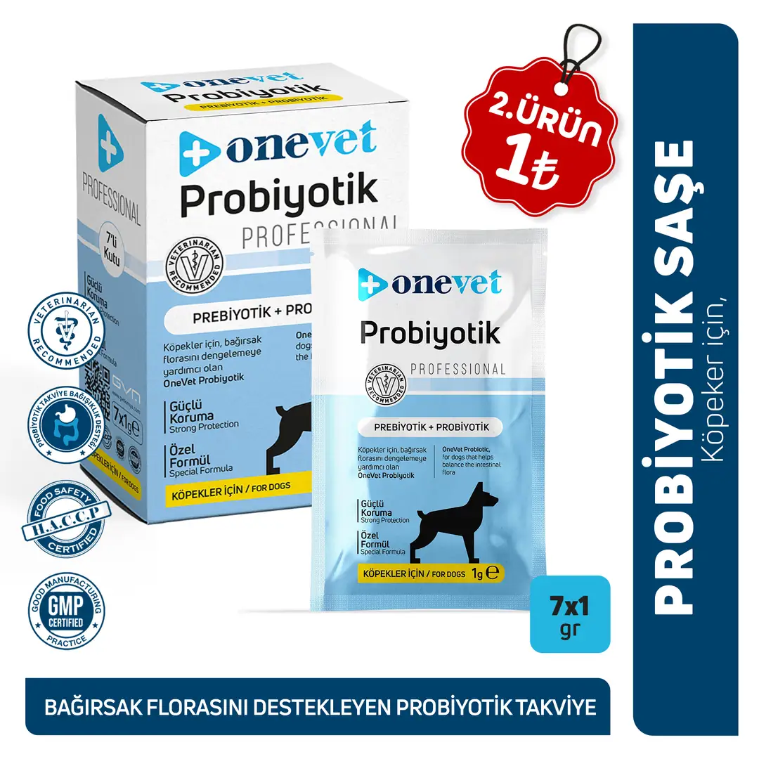 OneVet Probiyotik Köpekler için Sindirim ve Bağışıklık Güçlendirici Saşe