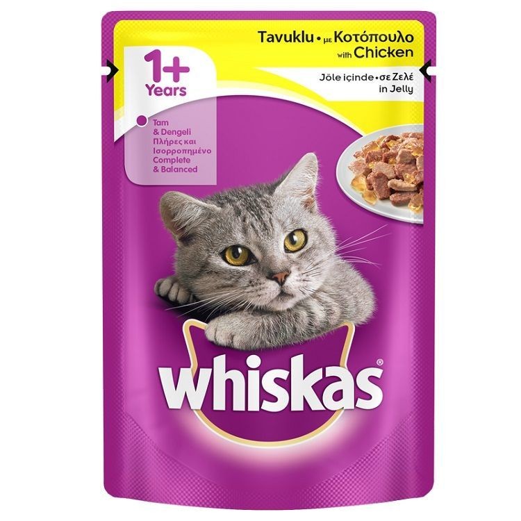 Whiskas Pouch Tavuklu ve Hindili Yetişkin Kedi Konserve Maması