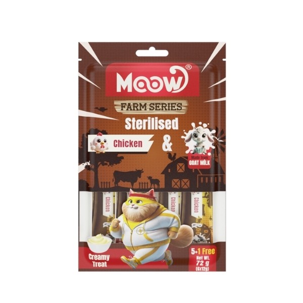 Moow Tavuklu ve Keçi Sütlü Kısırlaştırılmış Sıvı Kedi Ödül Maması
