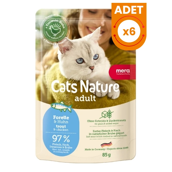Mera Cats Nature Alabalıklı Pouch Yetişkin Konserve Kedi Maması - 6 Adet 85 Gr