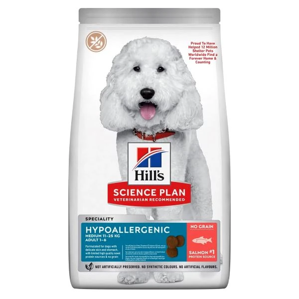 Hills Science Plan Hypoallergenic Somonlu Orta Irk Yetişkin Tahılsız Köpek Maması - 12 Kg