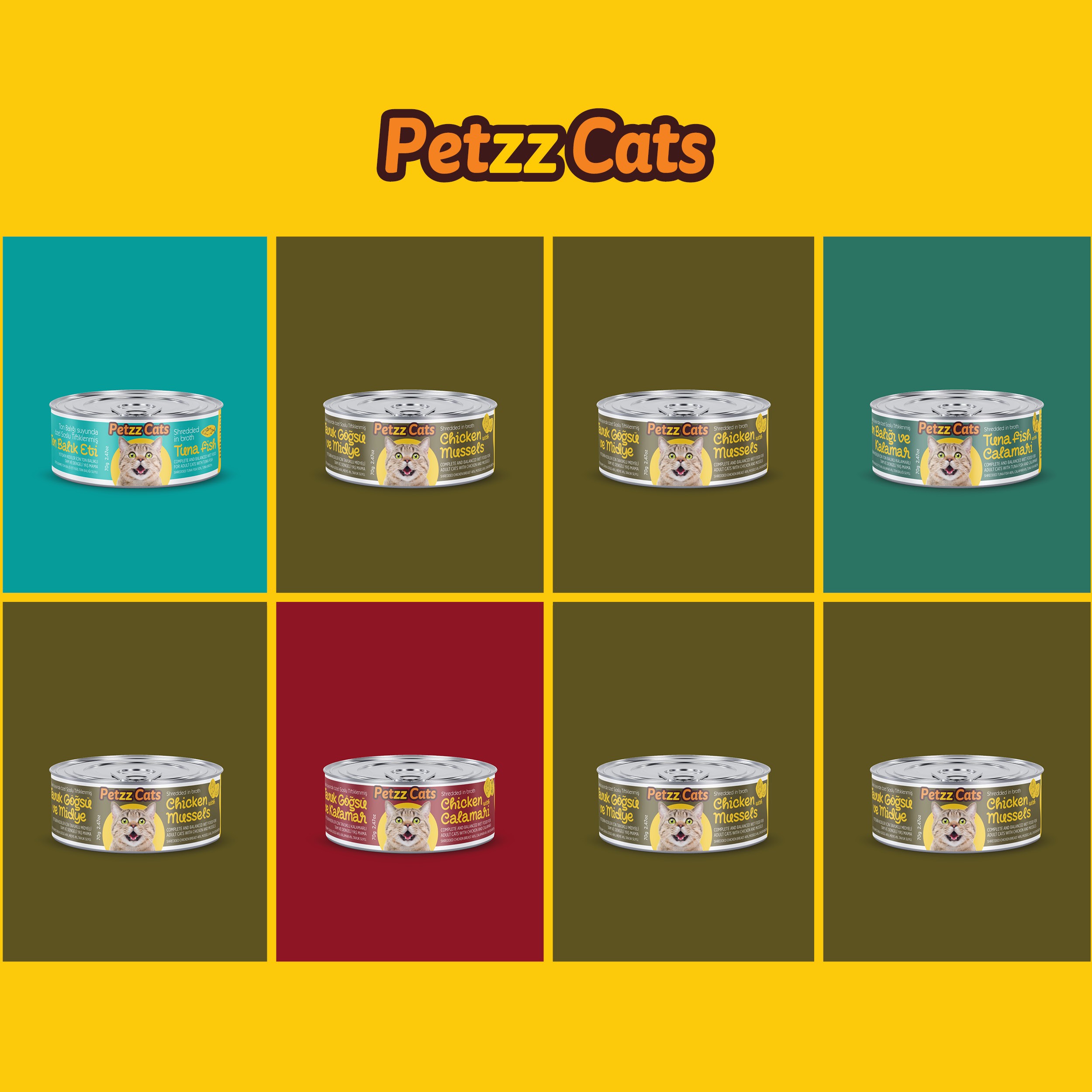 PetzzCats Tavuk & Midye Konserve Kedi Maması