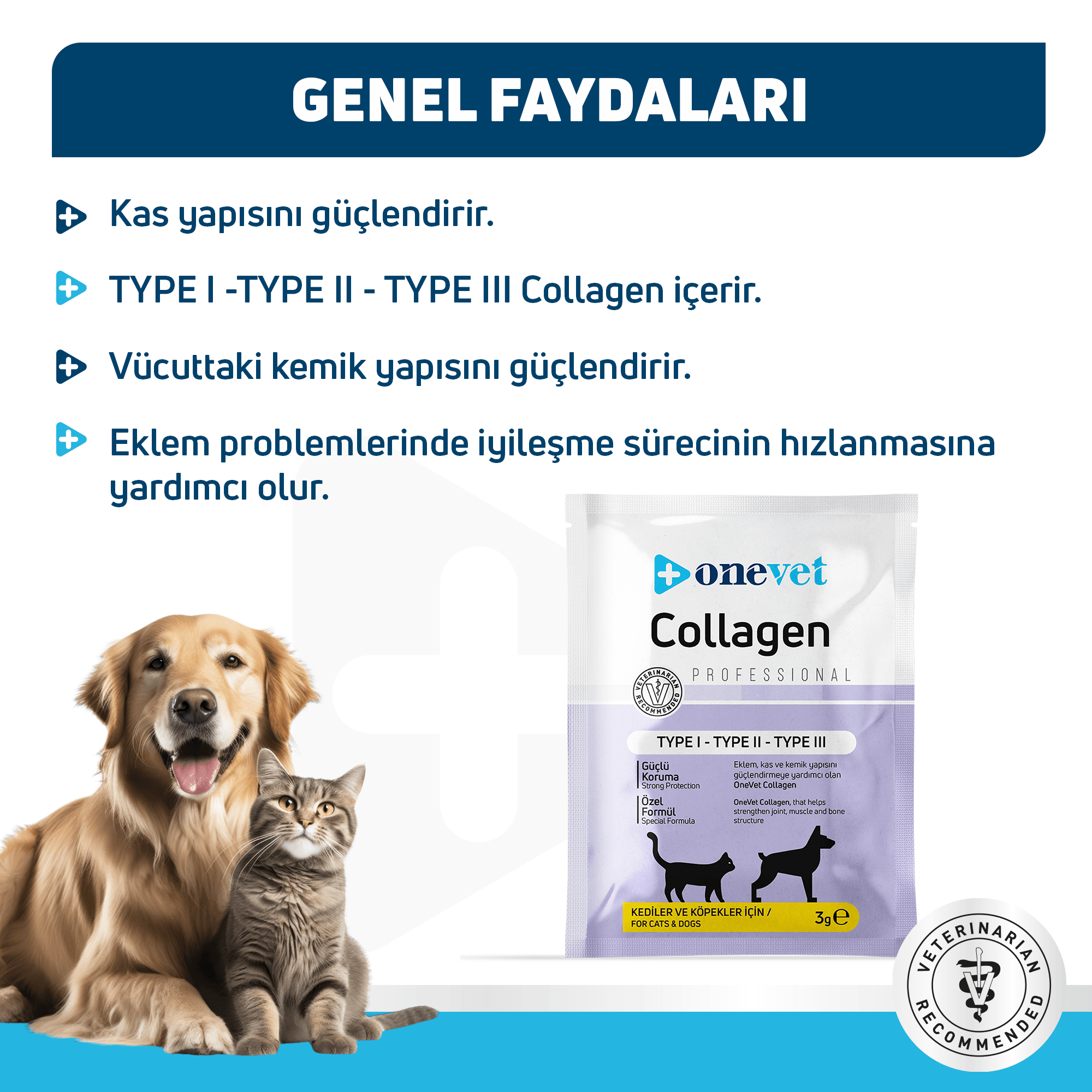 OneVet Collagen Kedi ve Köpekler için Eklem ve Kas Destekleyici Saşe