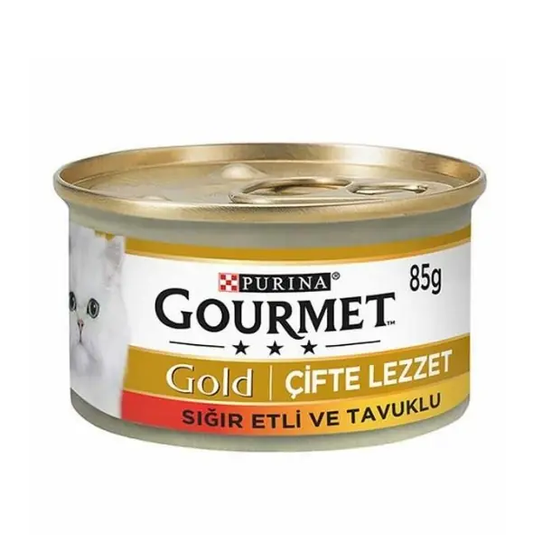 Gourmet Gold Çifte Lezzet Sığır ve Tavuk Etli Yetişkin Konserve Kedi Maması