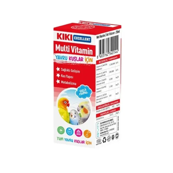 Kiki Excellent Yavru Kuşlar için Multi Vitamin Sıvı Damla