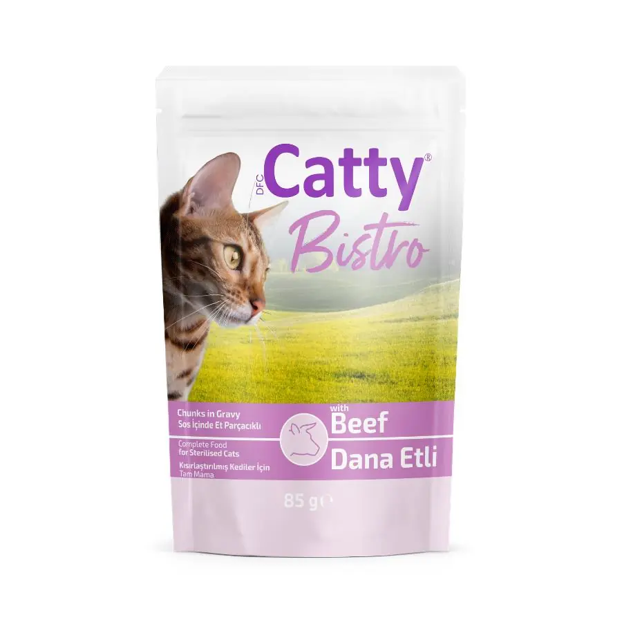 Catty Bistro Sos İçinde Dana Etli Kısırlşatırılmış Yetişkin Kedi Konservesi