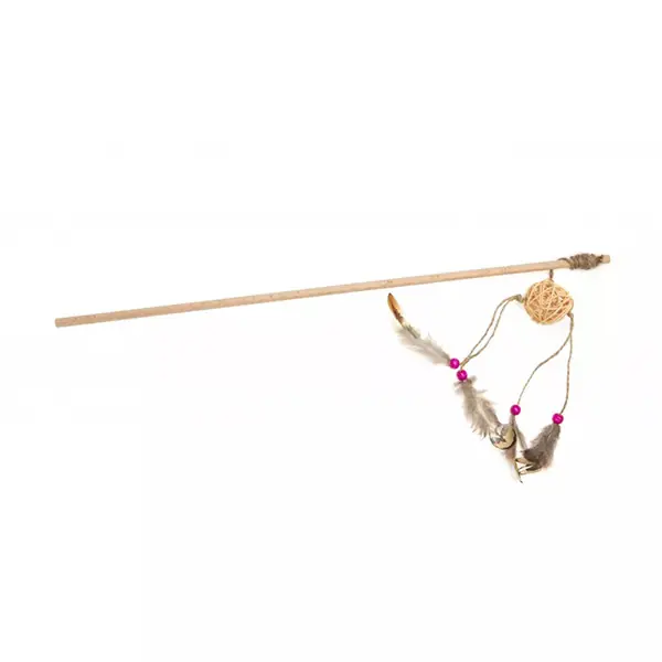 Aquael Ecomfy Toy Gaia Rod Tüylü Ahşap Kedi Oltası Oyuncağı