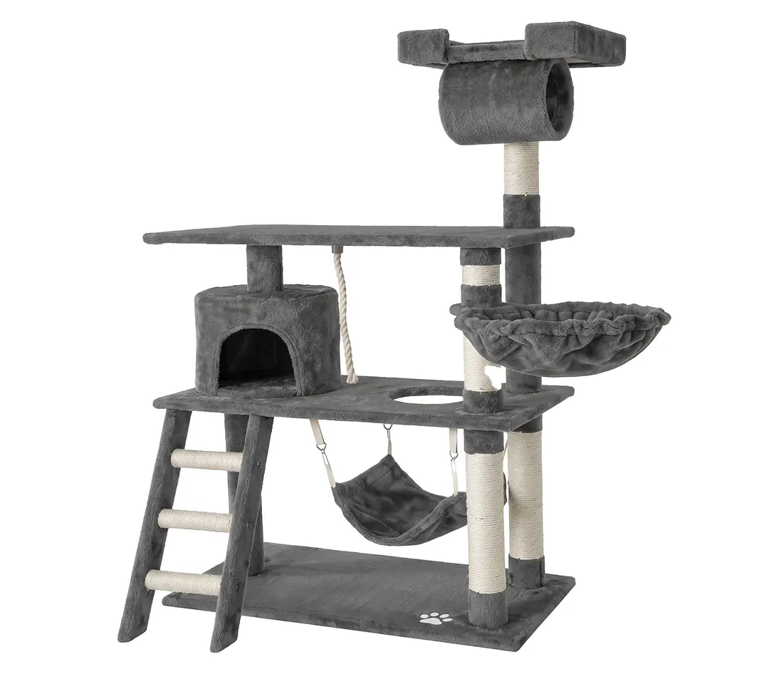 Tommy Çok Katlı Lüks Gri Kedi Tırmalama Evi 75x40x141