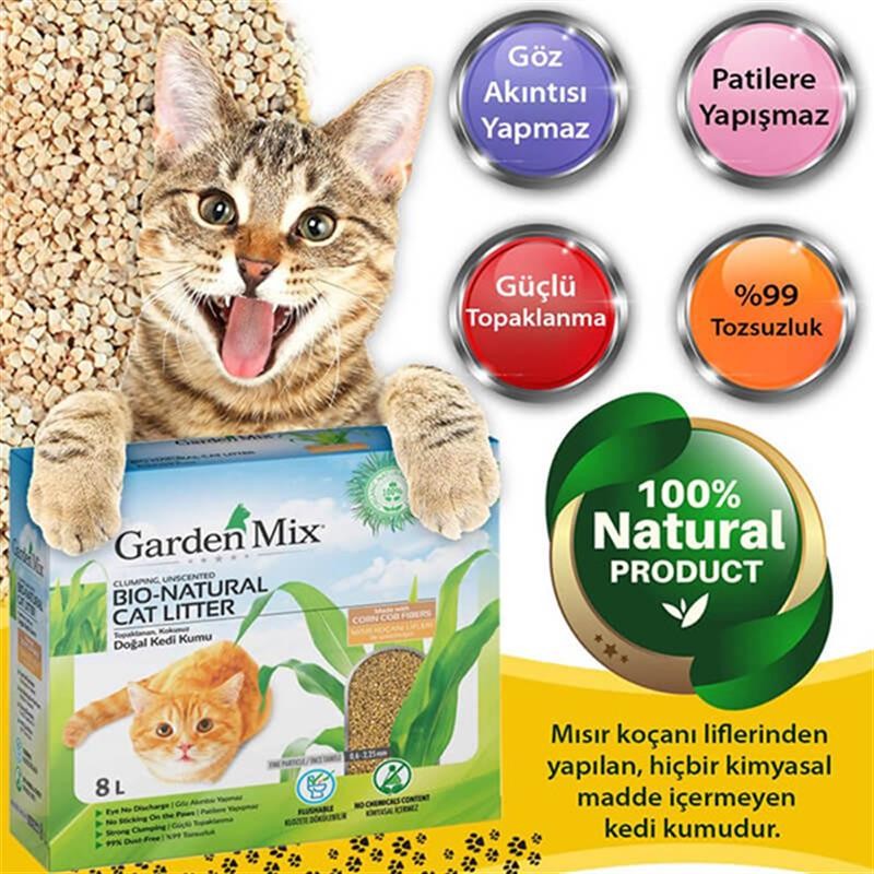 Garden Mix Topaklanan Mısır Lifli Kedi Kumu