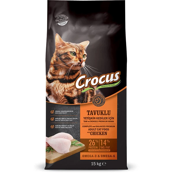 Crocus Adult Tavuklu Yetişkin Kedi Maması - 15 Kg