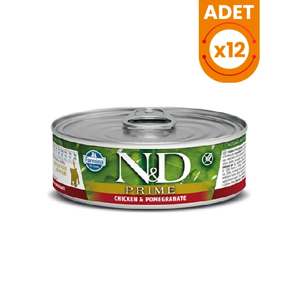 N&D Prime Tavuk ve Narlı Konserve Kedi Maması - 12 Adet 70 Gr