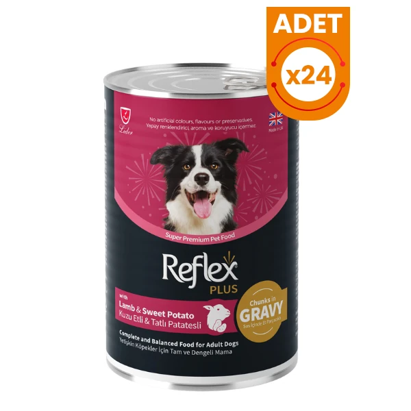Reflex Plus Sos İçinde Kuzu Etli ve Tatlı Patatesli Yetişkin Konserve Köpek Maması - 24 Adet 400 Gr