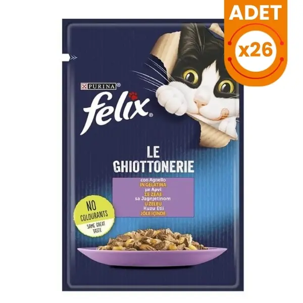 Felix Sensations Taze Jöle İçerisinde Kuzu Etli Yetişkin Yaş Kedi Maması