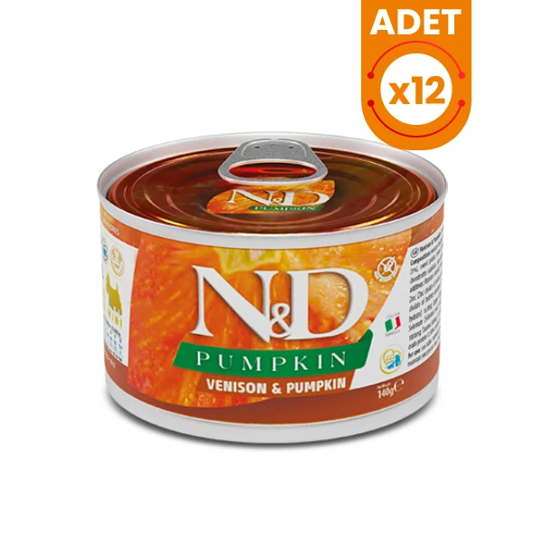N&D Pumpkin Geyik ve Balkabaklı Mini Irk Konserve Yaş Köpek Maması - 12 Adet 140 Gr