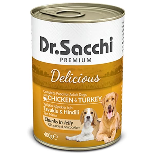Dr.Sacchi Tavuk ve Hindi Etli Yetişkin Köpek Konservesi