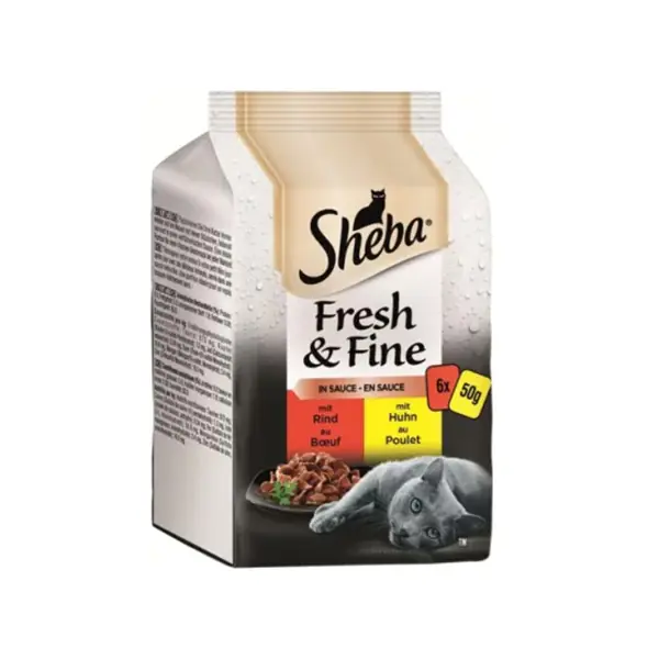 Sheba Pouch Fresh & Fine Sos İçerisinde Tavuklu ve Sığır Etli Yetişkin Konserve Kedi Maması