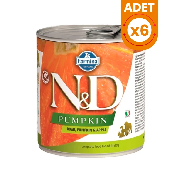 N&D Pumpkin Yaban Domuzu Elmalı ve Balkabaklı Mini Irk Konserve Yaş Köpek Maması - 6 Adet 285 Gr
