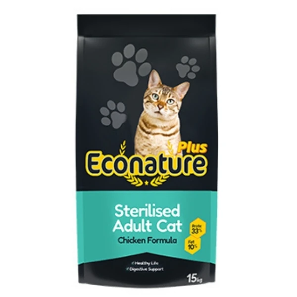 Econature Plus Tavuklu Kısırlaştırılmış Yetişkin Kedi Maması - 15 Kg