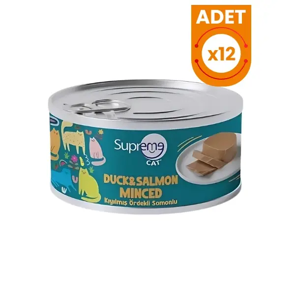 Supreme Cat Kıyılmış Ördekli ve Somonlu Yetişkin Konserve Kedi Maması