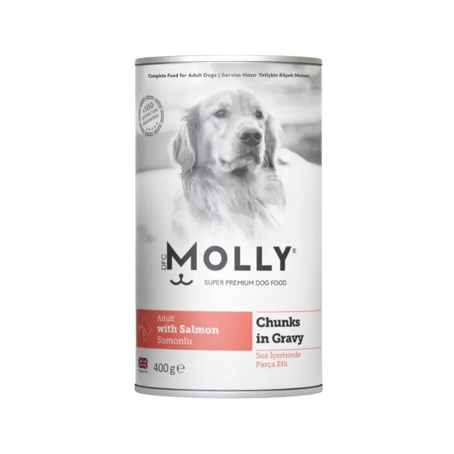 Molly Sos İçinde Parça Somonlu Yetişkin Köpek Konservesi