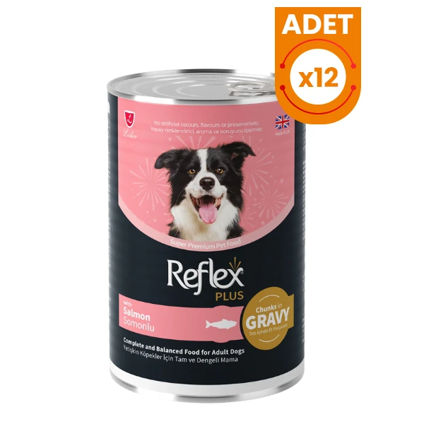 Reflex Plus Sos İçinde Somonlu Yetişkin Konserve Köpek Maması - 12 Adet 400 Gr