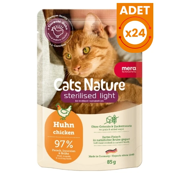 Mera Cats Nature Sterilised Tavuklu Pouch Kısırlaştırılmış Konserve Kedi Maması - 24 Adet 85 Gr