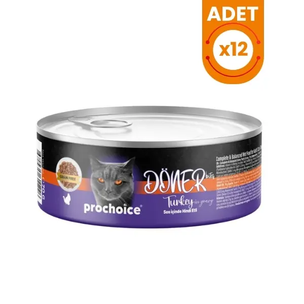 Prochoice Döner Bites Sos İçinde Hindili Yetişkin Konserve Kedi Maması