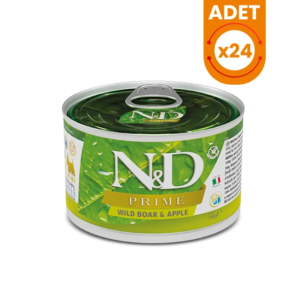 N&D Prime Yaban Domuzlu ve Elmalı Mini Irk Konserve Yaş Köpek Maması - 24 Adet 140 Gr