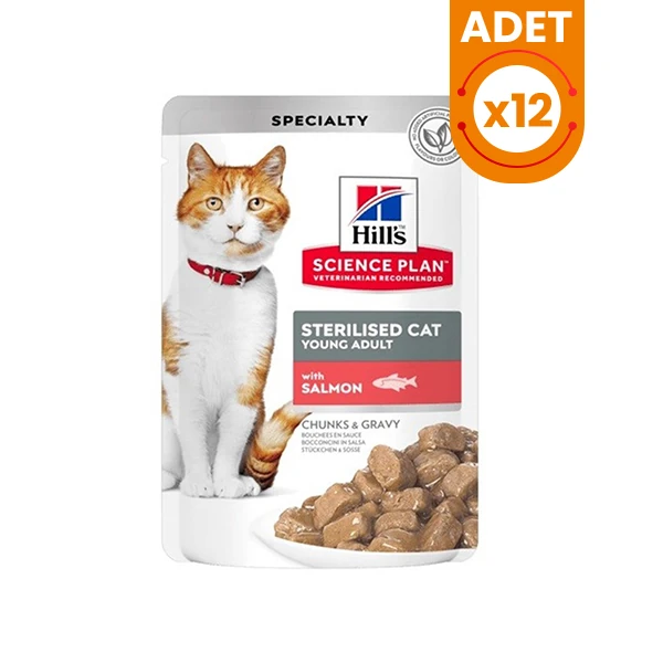 Hills Sterilised Somonlu Pouch Kısırlaştırılmış Konserve Kedi Maması - 85 Gr 12 Adet