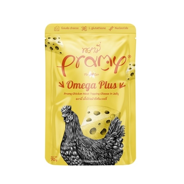 Pramy Omega Plus Jöle İçinde Tavuklu ve Peynirli Pouch Yetişkin Konserve Kedi Maması