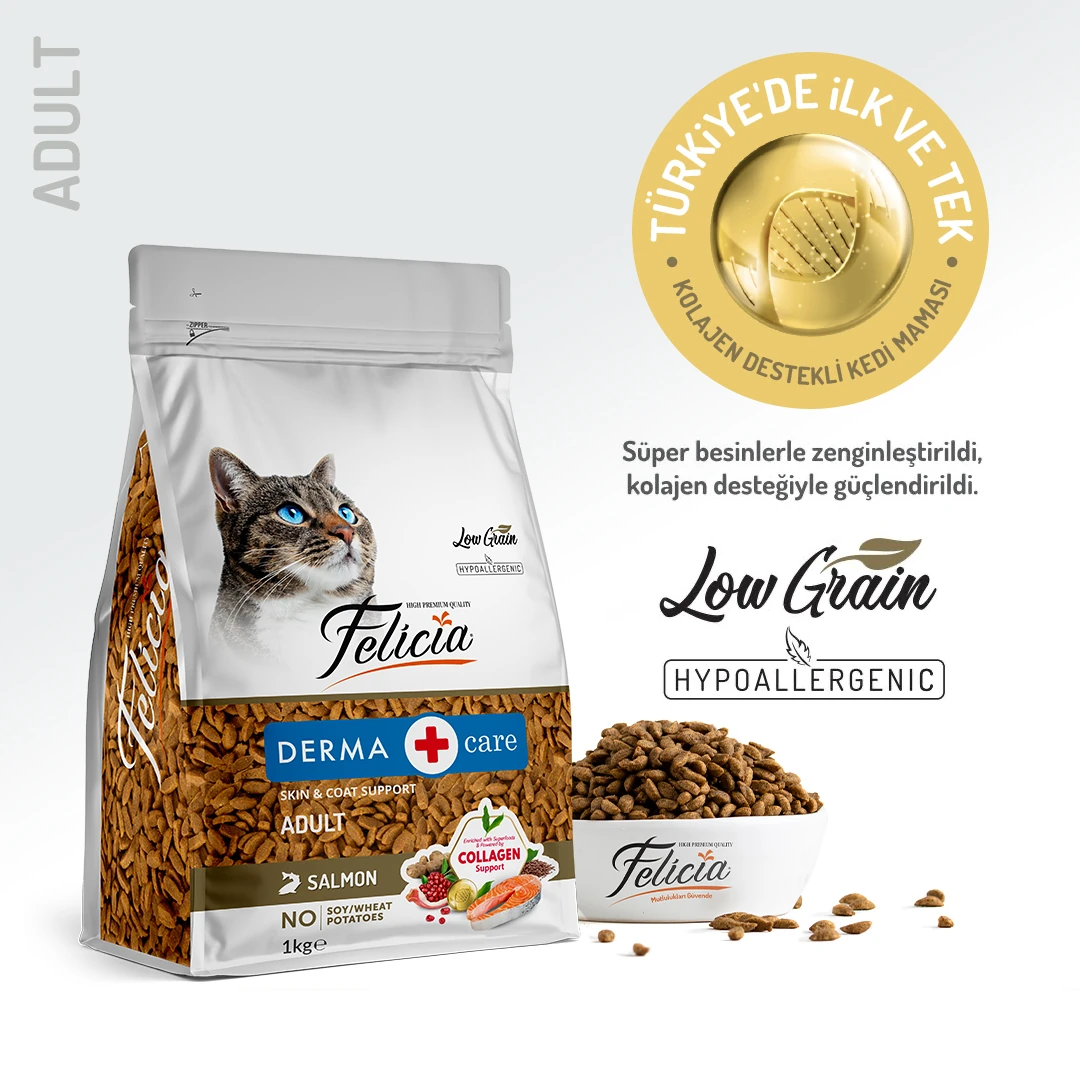 Felicia Hypoallergenic Somonlu Düşük Tahıllı Yetişkin Kedi Maması - 1 Kg