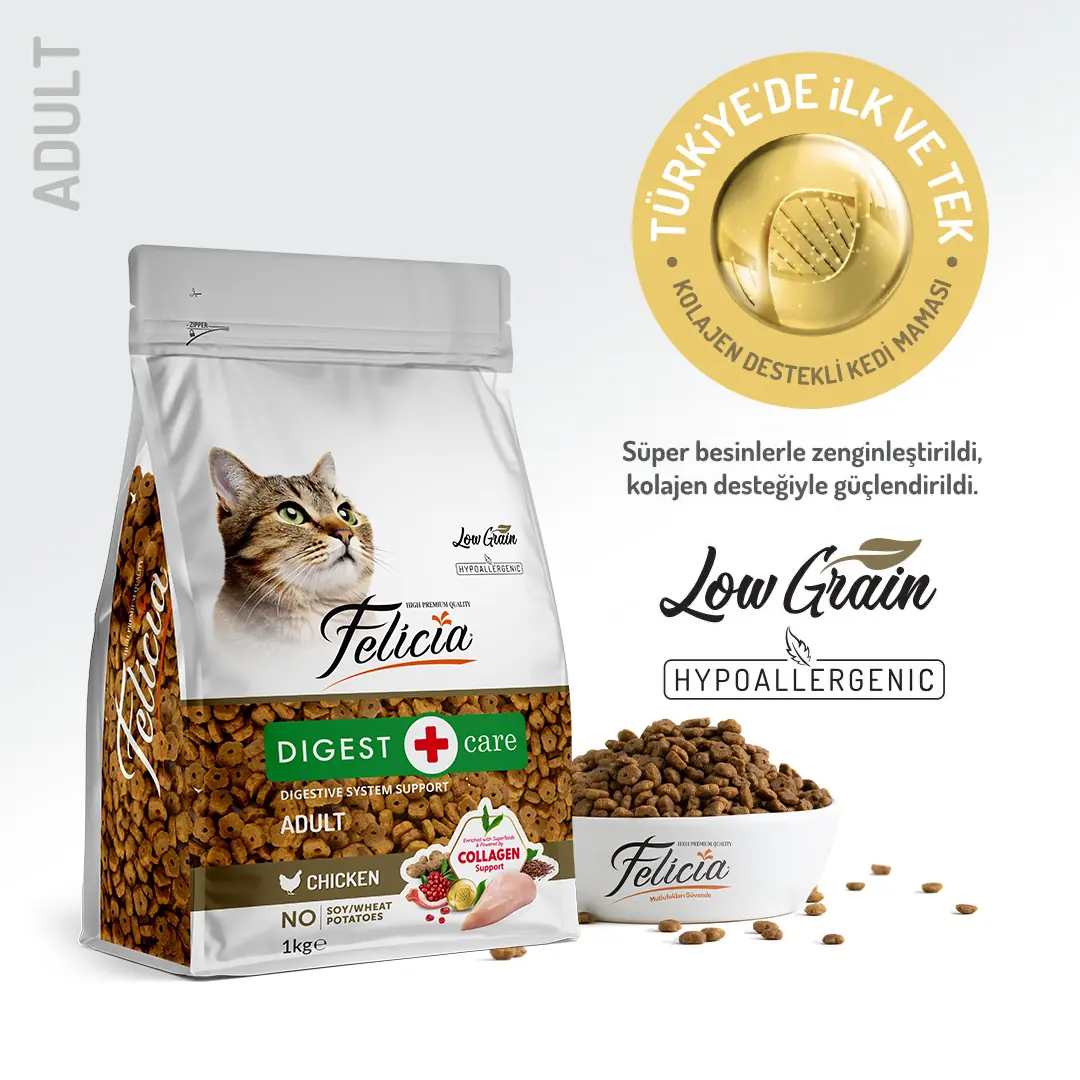 Felicia Hypoallergenic Tavuklu Düşük Tahıllı Yetişkin Kedi Maması
