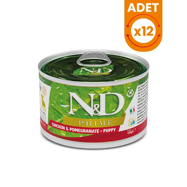 N&D Prime Tavuklu ve Narlı Yavru Mini Irk Konserve Yaş Köpek Maması - 12 Adet 140 Gr