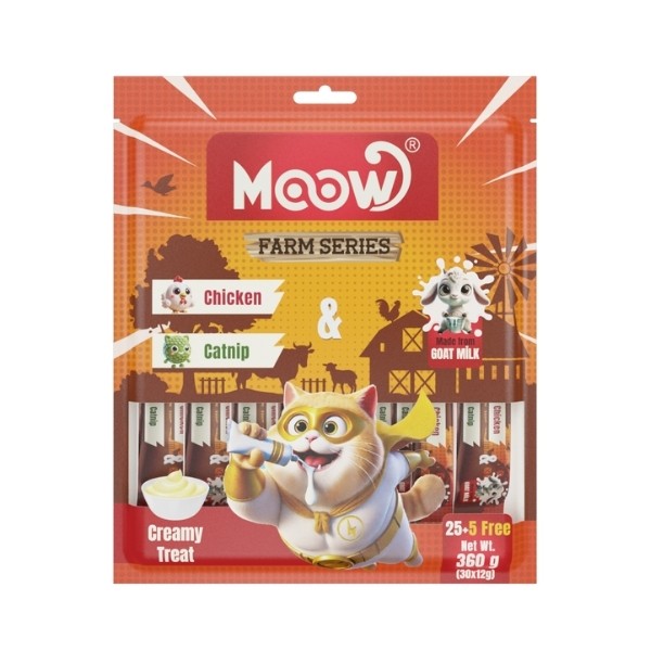 Moow Tavuklu Kedi Naneli ve Keçi Sütlü Yetişkin Sıvı Kedi Ödül Maması