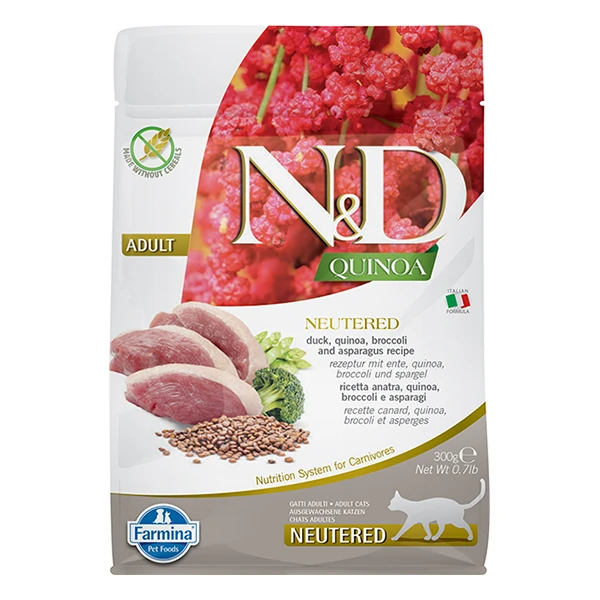 N&D Quinoa Ördekli ve Brokolili Kısırlaştırılmış Kedi Maması - 300 Gr